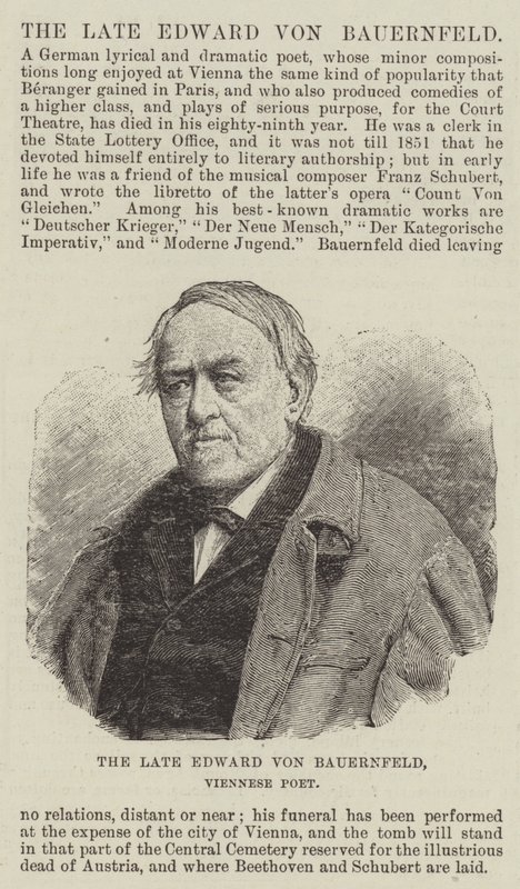 El difunto Edward von Bauernfeld, poeta vienés de English School
