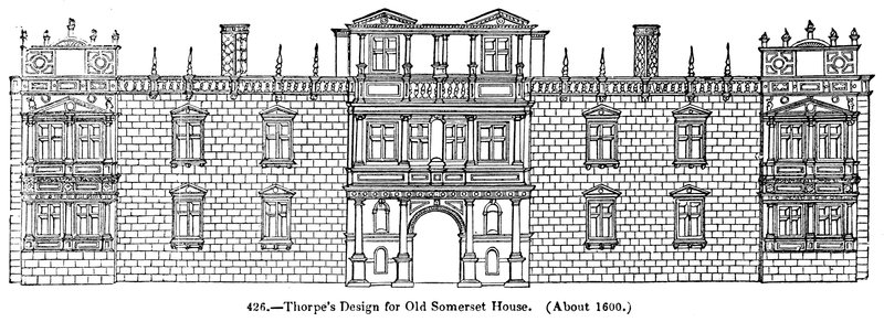 Diseño de Thorpe para la Antigua Casa Somerset. (Alrededor de 1600) de English School