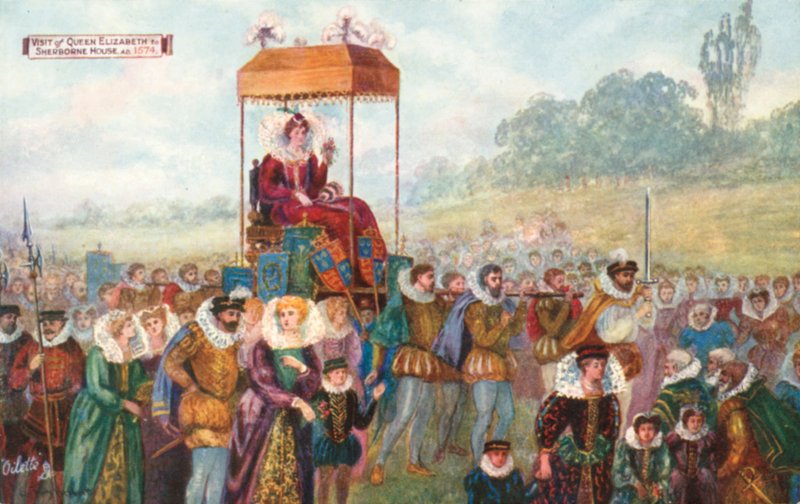 Visita de la Reina Isabel a Sherborne House, AD 1574 de English School