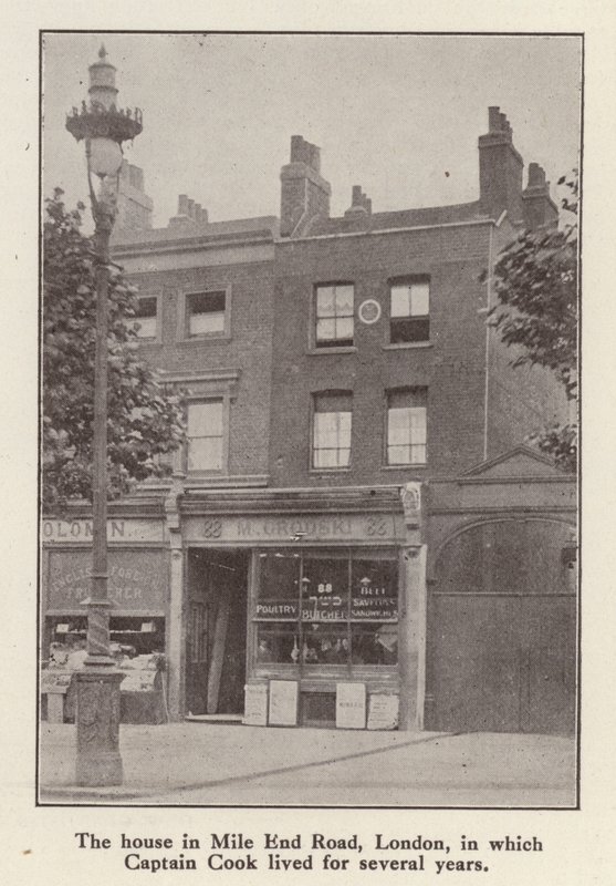 88 Mile End Road, Londres, casa donde vivió el explorador inglés Capitán James Cook desde 1764 hasta su muerte de English Photographer