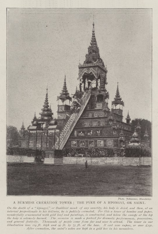 Una torre de cremación birmana, la pira de un Hpongyi, o santo de English Photographer