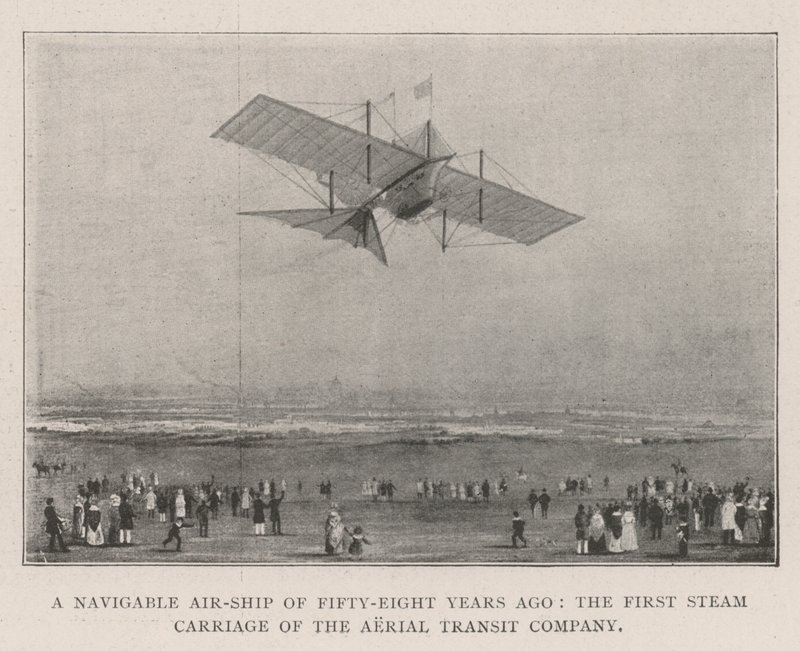 Un Dirigible Navegable de Hace Cincuenta y Ocho Años, el Primer Carro de Vapor de la Compañía de Tránsito Aéreo de English Photographer