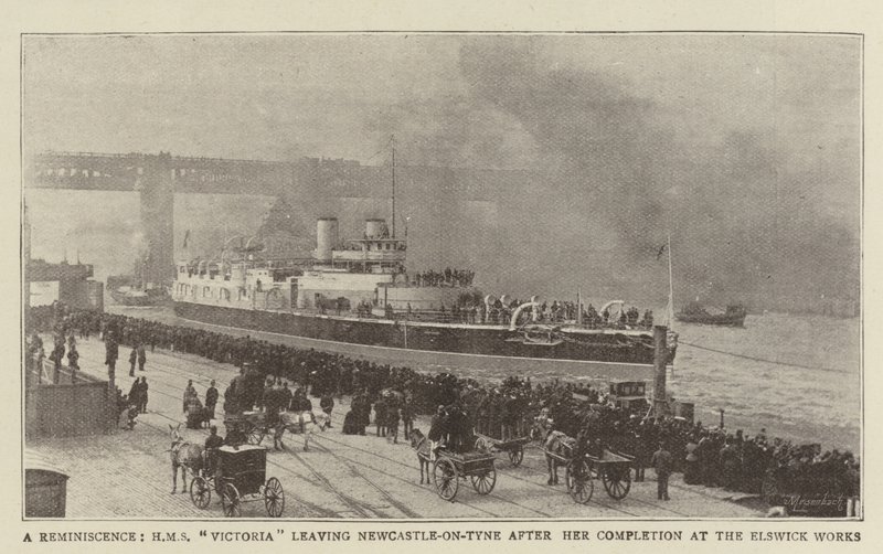 Un Recuerdo, el HMS Victoria saliendo de Newcastle-on-Tyne después de su Finalización en los Talleres de Elswick de English Photographer