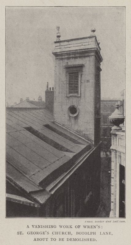 Una obra desaparecida de Wren, la iglesia de St. George, Botolph Lane, a punto de ser demolida de English Photographer