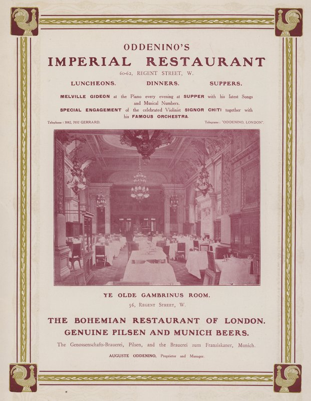 Anuncio del restaurante Imperial de Oddenino, Regent Street, Londres de English Photographer