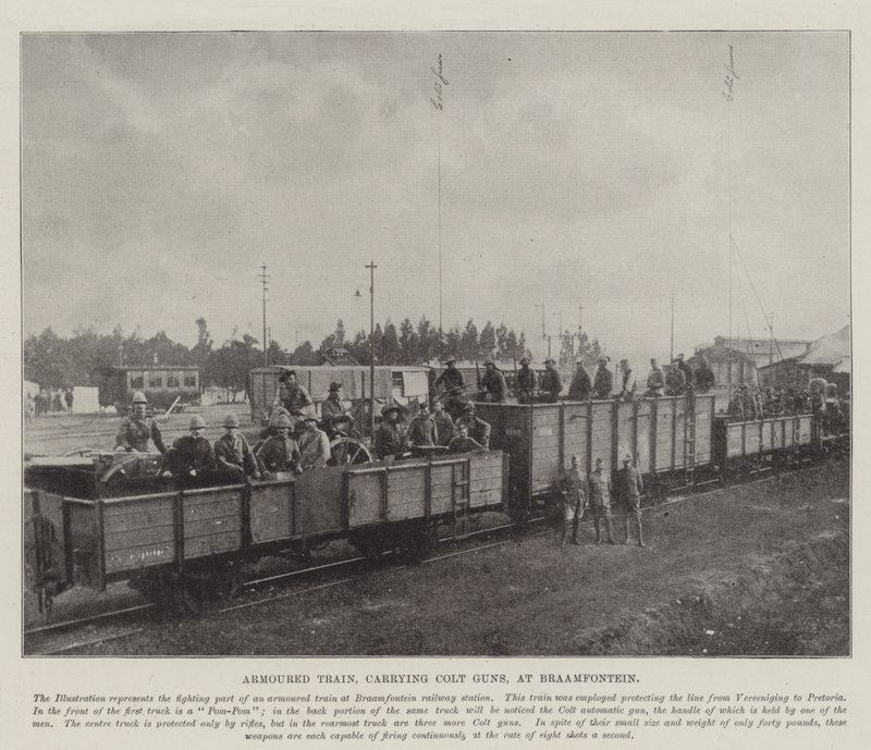 Tren blindado, transportando armas Colt, en Braamfontein de English Photographer