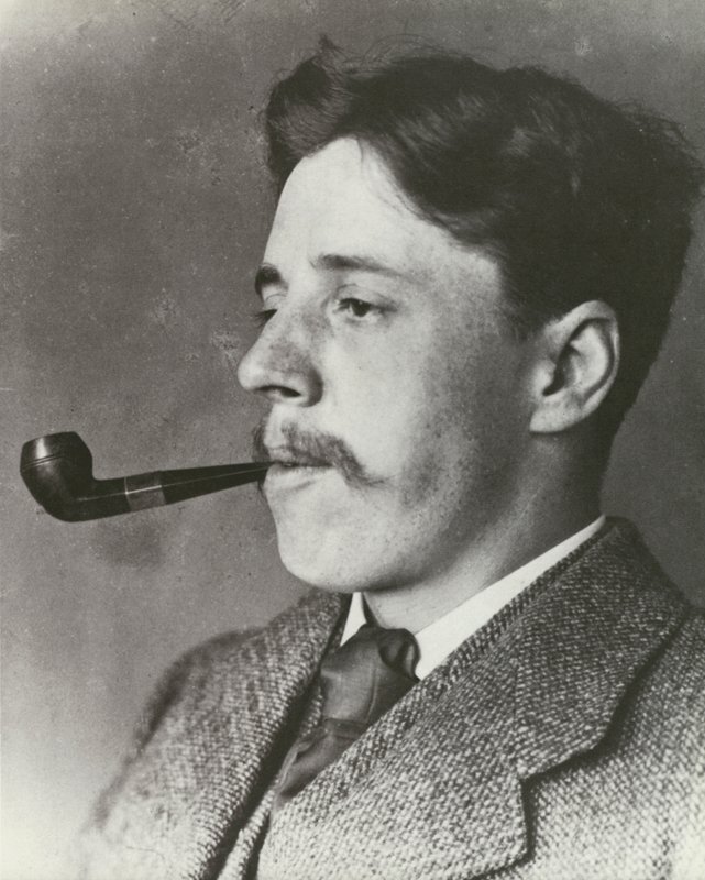 Arnold Bennett, fumando una pipa, retrato de English Photographer