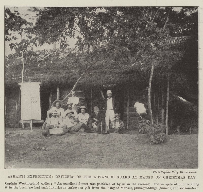 Expedición Ashanti, Oficiales de la Guardia Avanzada en Mansu el Día de Navidad de English Photographer