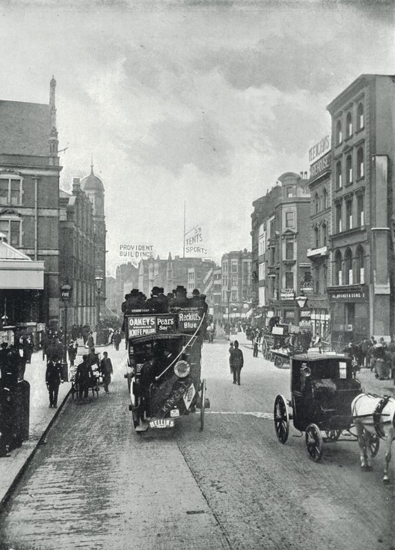 Calle Bishopsgate (sin), mirando al Este desde cerca de Liverpool Street de English Photographer