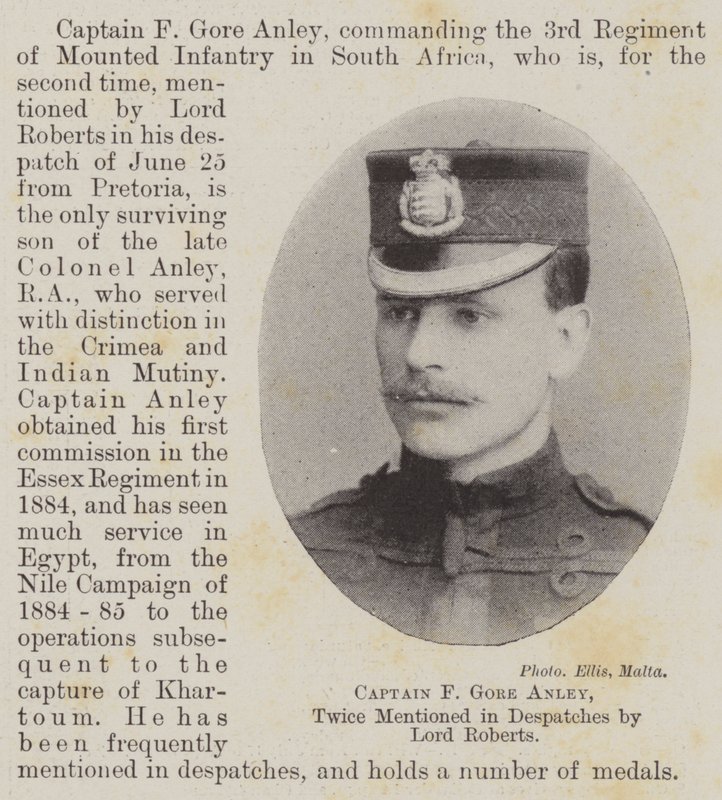 Capitán F Gore Anley, mencionado dos veces en despachos por Lord Roberts de English Photographer