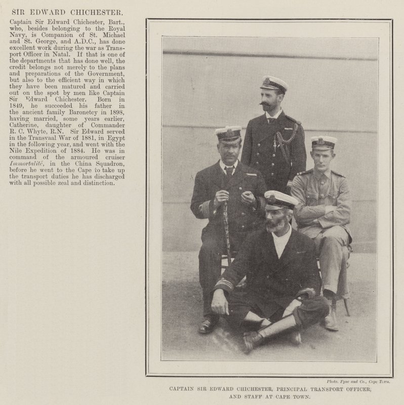 Capitán Sir Edward Chichester, Oficial Principal de Transporte, y Personal en Ciudad del Cabo de English Photographer