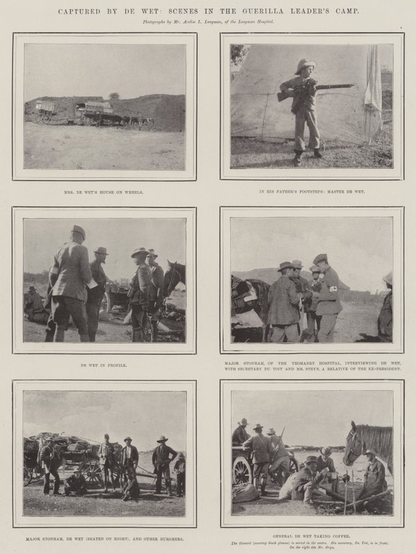 Capturado por De Wet, escenas en el campamento del líder guerrillero de English Photographer