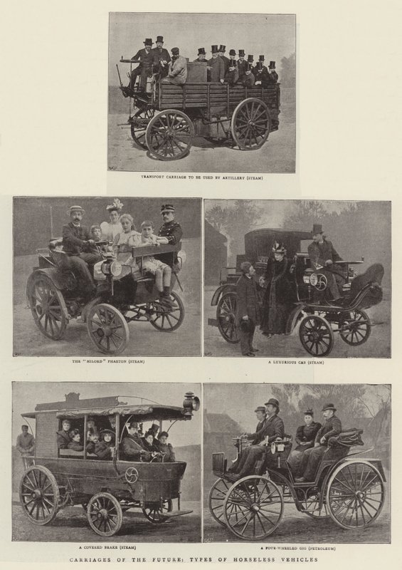 Carrozas del futuro, tipos de vehículos sin caballos de English Photographer