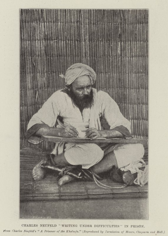 Charles Neufeld escribiendo con dificultades en prisión de English Photographer