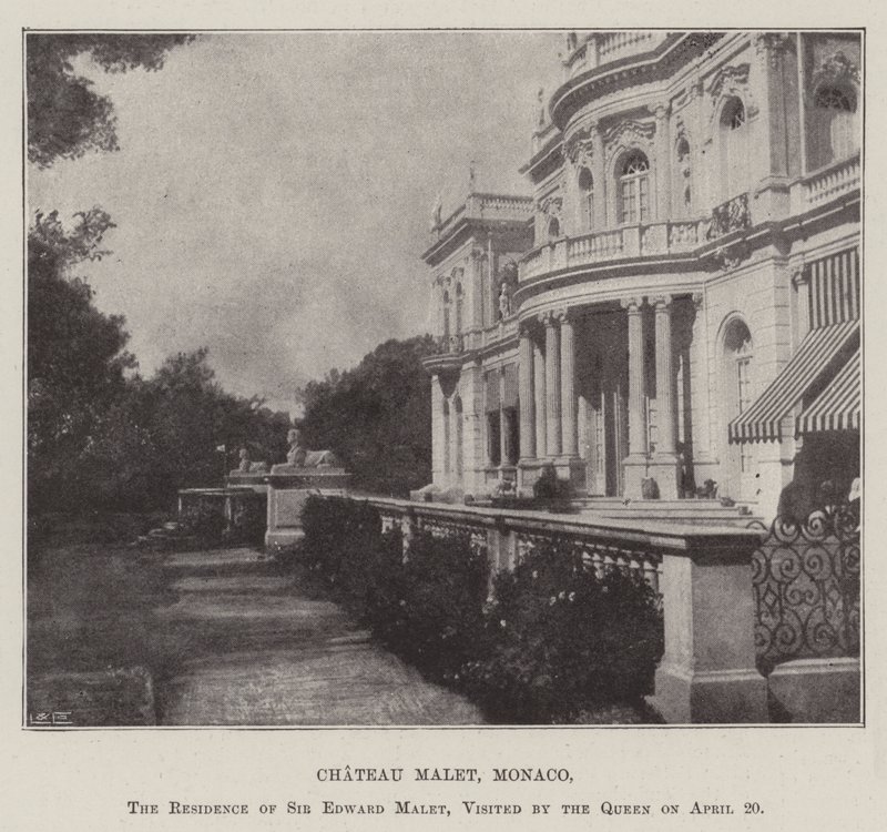 Chateau Malet, Mónaco, la Residencia de Sir Edward Malet, visitada por la Reina el 20 de abril de English Photographer