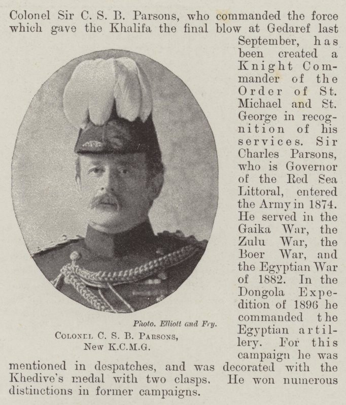 Coronel C S B Parsons, Nuevo KCMG de English Photographer