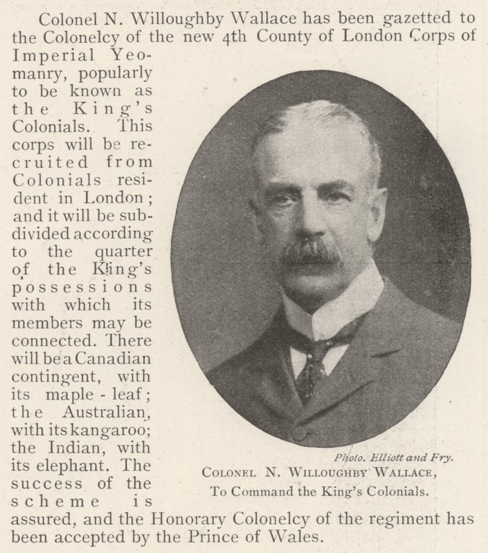 Coronel N Willoughby Wallace, al mando de los Kings Colonials de English Photographer