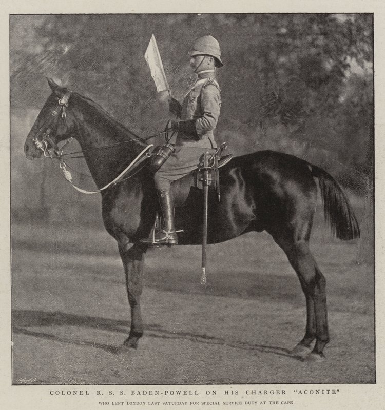 Coronel R S S Baden-Powell en su caballo Aconite de English Photographer