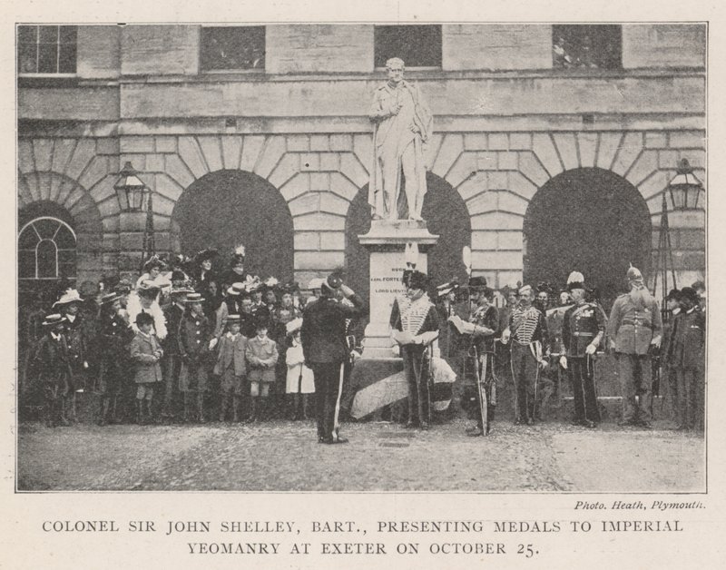 El Coronel Sir John Shelley, Baronet, presentando medallas a la Caballería Imperial en Exeter el 25 de octubre de English Photographer