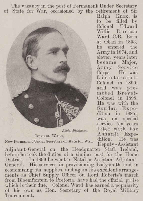 Coronel Ward, nuevo Subsecretario Permanente de Estado para la Guerra de English Photographer