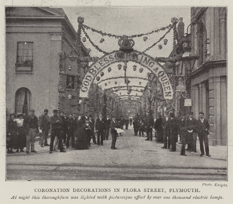 Decoraciones de coronación en Flora Street, Plymouth de English Photographer