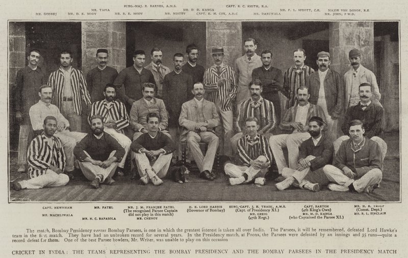 Cricket en India, los equipos que representan a la Presidencia de Bombay y los Parsees de Bombay en el partido de la Presidencia de English Photographer