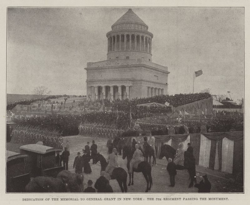 Dedicación del Monumento al General Grant en Nueva York, el 7º Regimiento pasando el Monumento de English Photographer