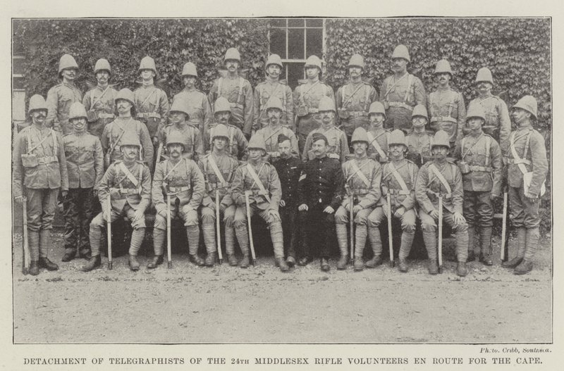 Destacamento de telegrafistas del 24º Voluntarios de Rifles de Middlesex en ruta hacia el Cabo de English Photographer