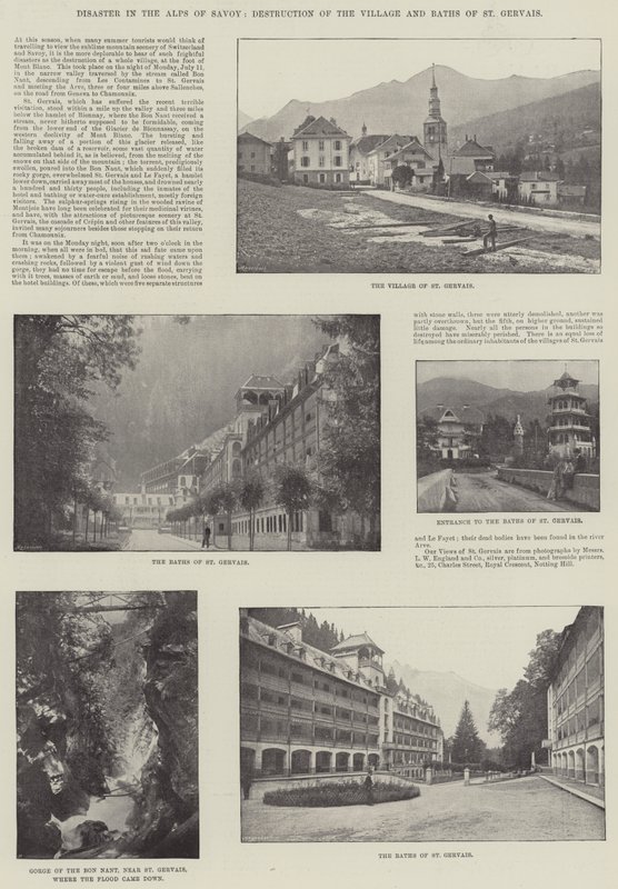 Desastre en los Alpes de Saboya, Destrucción del Pueblo y Baños de St Gervais de English Photographer