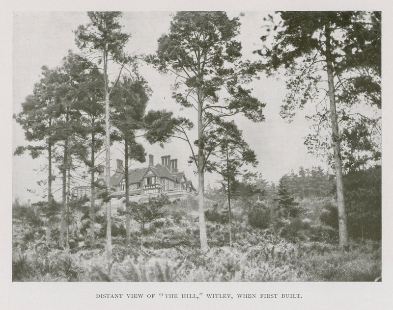 Vista distante de The Hill, Witley, Surrey, cuando fue construido por primera vez (foto en b/n) de English Photographer
