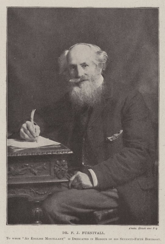 Dr. F J Furnivall, a quien se dedica An English Miscellany en Honor de su Septuagésimo Quinto Cumpleaños de English Photographer