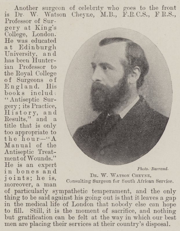 Dr. W Watson Cheyne, cirujano consultor para el servicio sudafricano de English Photographer