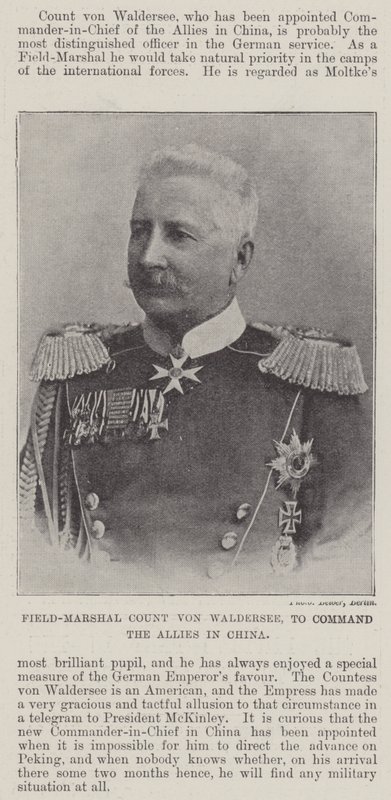 Mariscal de campo Conde von Waldersee, para comandar a los aliados en China de English Photographer