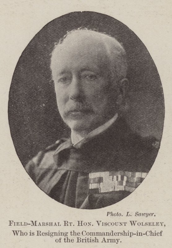 Mariscal de Campo Muy Honorable Vizconde Wolseley, quien renuncia al Comando en Jefe del Ejército Británico de English Photographer