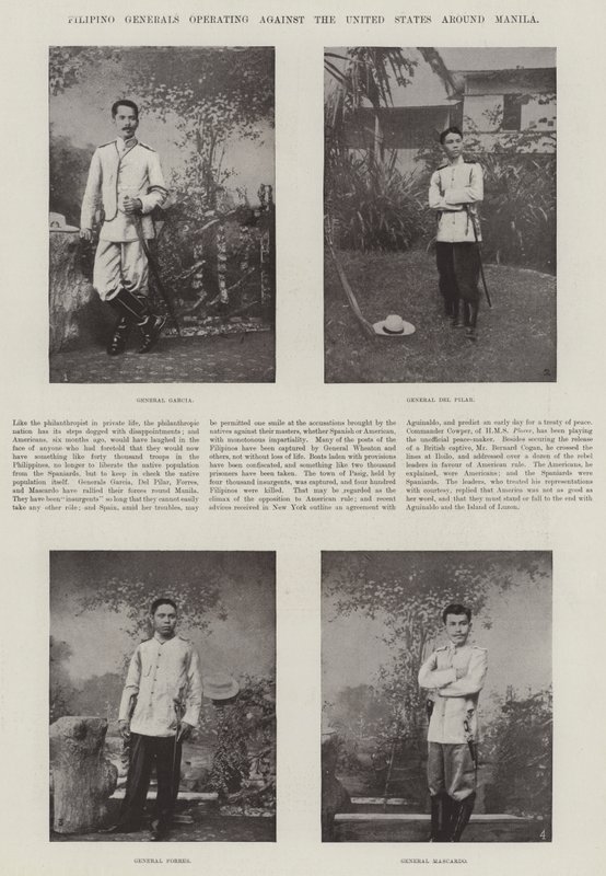 Generales filipinos operando contra los Estados Unidos alrededor de Manila de English Photographer