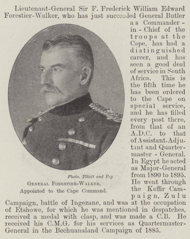 General Forestier-Walker, nombrado al mando del Cabo de English Photographer