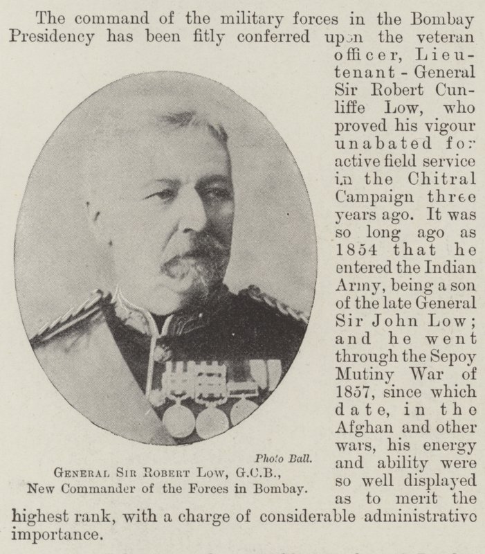 El general Sir Robert Low, GCB, nuevo comandante de las fuerzas en Bombay de English Photographer