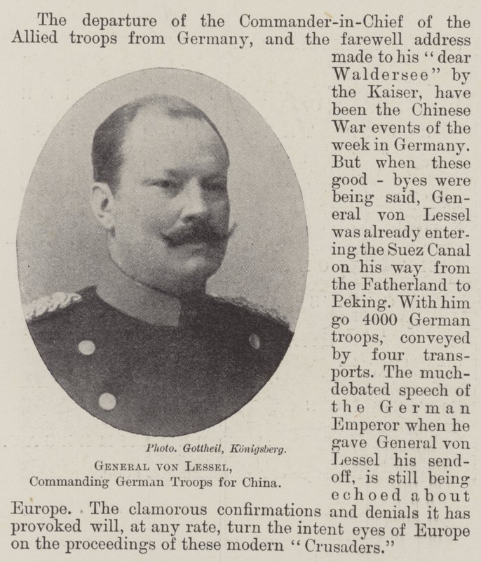 General von Lessel, comandante de las tropas alemanas para China de English Photographer