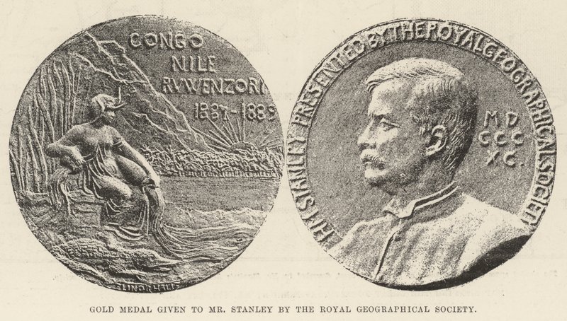 Medalla de Oro otorgada a Mr. Stanley por la Sociedad Geográfica Real de English Photographer
