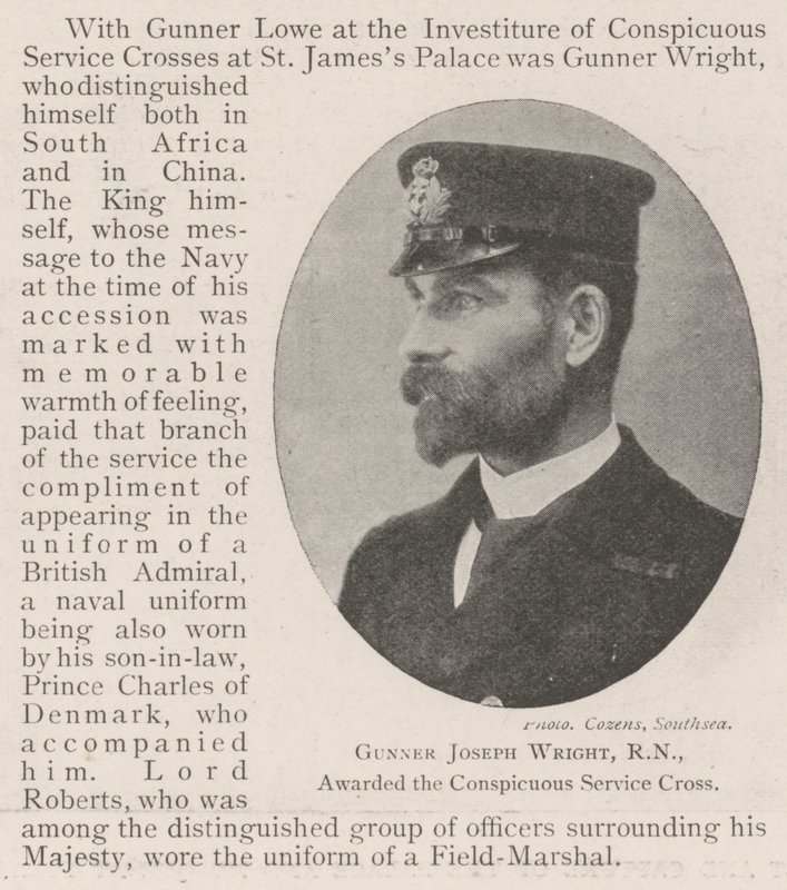 Artillero Joseph Wright, RN, galardonado con la Cruz de Servicio Conspicuo de English Photographer