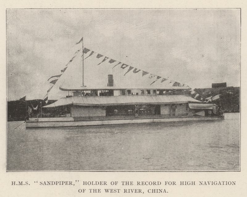 HMS Sandpiper, poseedor del récord de alta navegación del río Oeste, China de English Photographer
