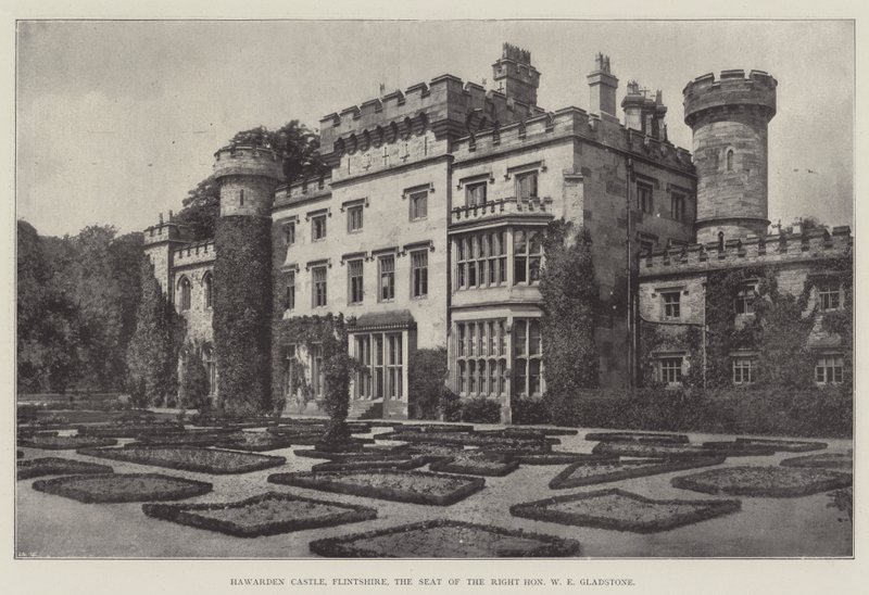 Castillo de Hawarden, Flintshire, la residencia del Honorable W E Gladstone de English Photographer