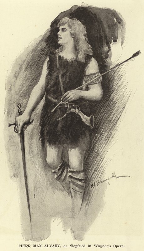 Herr Max Alvary, como Siegfried en la Ópera de Wagner de English Photographer