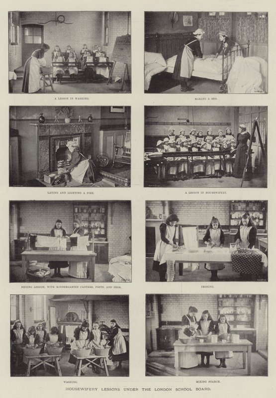 Lecciones de economía doméstica bajo la Junta Escolar de Londres de English Photographer