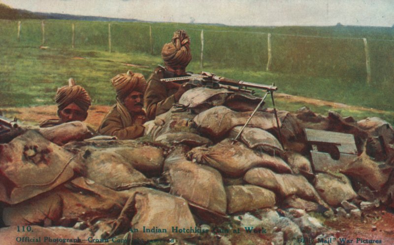 Equipo indio de cañón Hotchkiss en el Frente Occidental, Primera Guerra Mundial de English Photographer