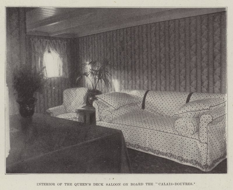 Interior del salón de cubierta de la Reina a bordo del Calais-Douvres de English Photographer