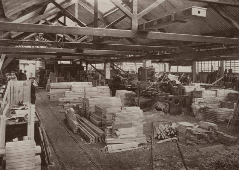 Fábrica de carpintería, Burton-on-Trent: Vista del taller de máquinas de carpinteros n.º 2 de English Photographer