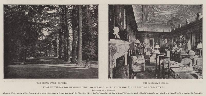 La próxima visita del Rey Eduardo a Gopsall Hall, Atherstone, la residencia de Lord Howe de English Photographer