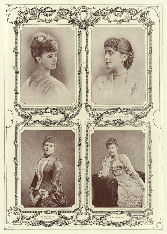 Lady Brooke, Lady Jane Seymour Combe, La Duquesa de Sutherland; Lady Borthwick de English Photographer