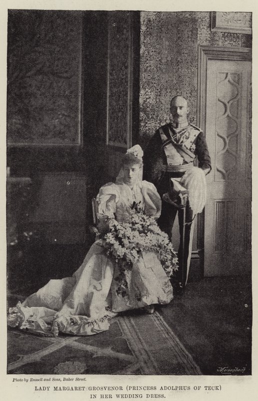 Lady Margaret Grosvenor (Princesa Adolfo de Teck) en su vestido de novia de English Photographer